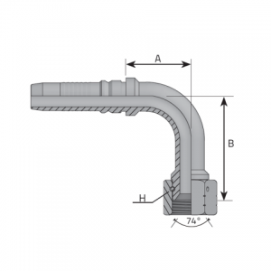 Interlock JIC female 90° elbow (long drop). (KF90J LD)